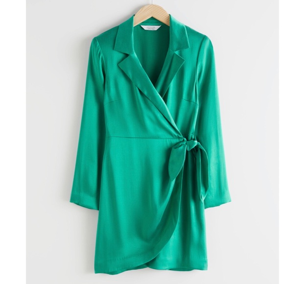 & other stories green wrap dress & Other Stories Green Linen Blend Wrap Midi Dress